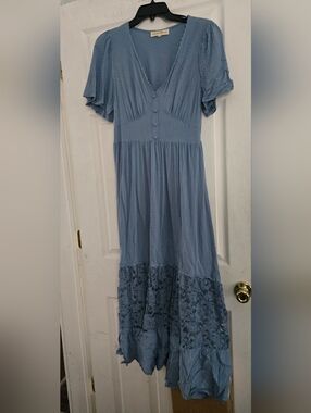 Powder Blue Penelope Rose Maxi Dress